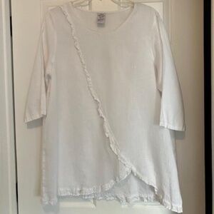 Vintage White Match Point Linen Top Womens Size XL